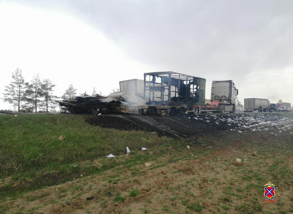 В Волгоградской области в результате ДТП на трассе дотла выгорела фура
